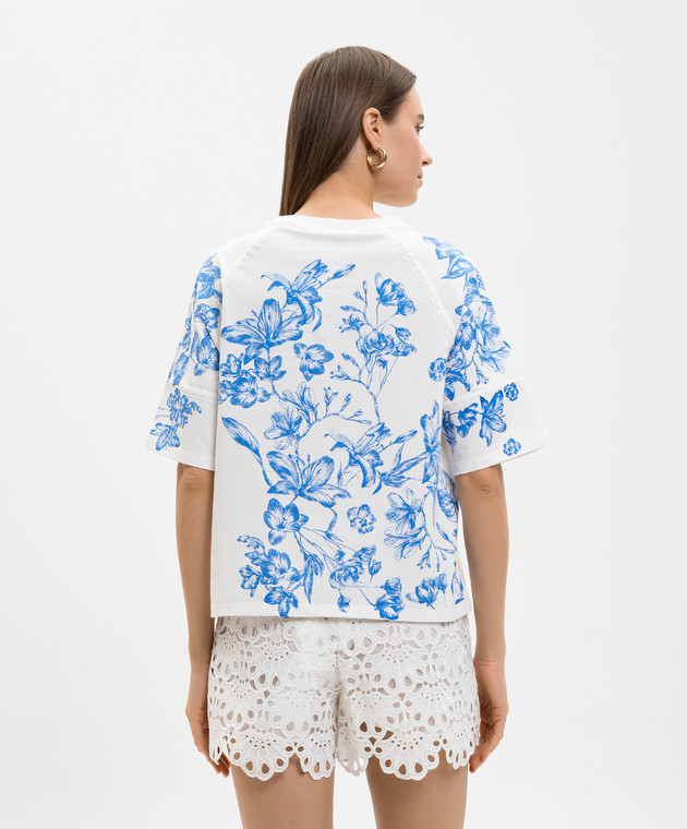 Twinset Біла футболка з квітковим принтом 261LM2SDD зображення 4