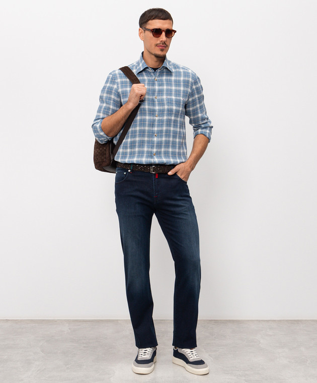 Kiton Голубая футболка с вышивкой логотипа UMK0891 изображение 2