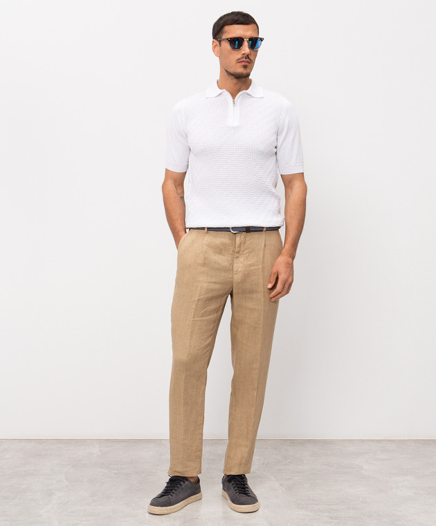 Peserico Брюки бежевые из льна R54274T00D02494 изображение 2