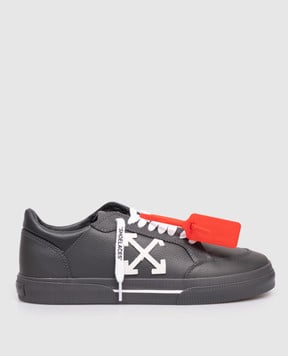 Off-White Серые кожаные кеды Vulc Low OMIA293F25LEA001