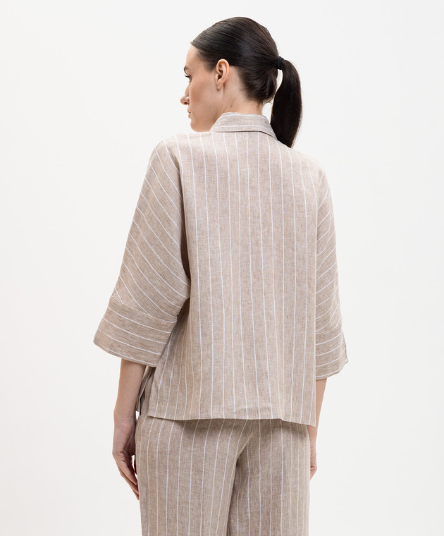 Peserico Бежева сорочка з льону в смужку S0611502639 зображення 4