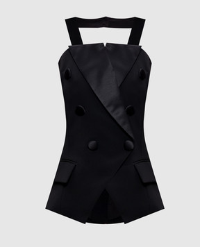 Twinset Чорний топ в стилі жилета з металевим логотипом 261AP2276
