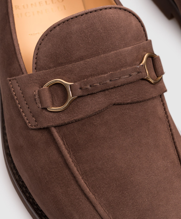 Brunello Cucinelli Коричневые лоферы из нубука MZUNKNE671 изображение 5