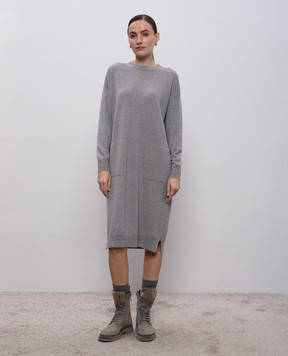 Peserico Сіра сукня з вовни, шовку і кашеміру S92214F129018C