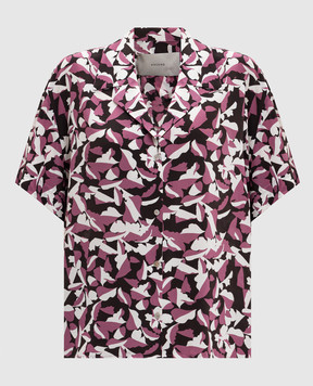 Asceno Рожева блуза із шовку в принт T022F58C505