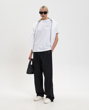 Off-White Біла футболка з квітковим принтом емблеми 2AA089S26JER002