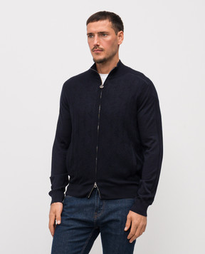 Stefano Ricci Синий кардиган с кашемиром и шелком K808092R31F25370