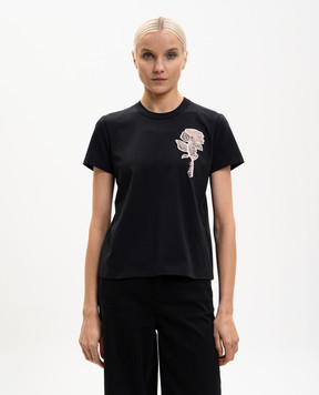 3.1 Phillip Lim Черная футболка с контрастной вышивкой E26210373PJB