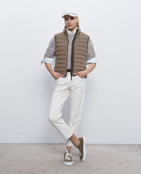 Brunello Cucinelli Коричневий пуховий жилет з паєтками M0DVT7776