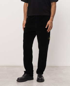 Stone Island Чорні вельветові штани з патчем логотипа L2S153100059S0212