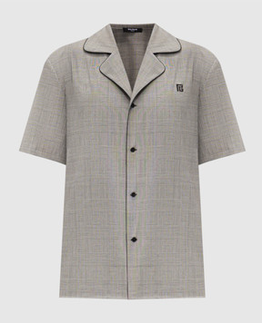 Balmain Сіра сорочка з вовни у віндзорську клітинку GH1HN151WD37