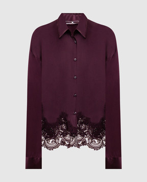 Ermanno Scervino Бордова блуза із шовку з мереживом D492K396APNXE