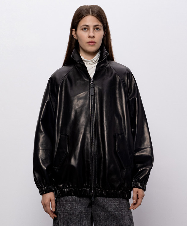 Brunello Cucinelli Чорна шкіряна куртка MPNMO7569P зображення 3