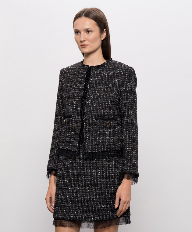 Twinset Черный твидовый жакет 262TP2080 изображение 3