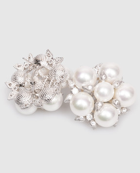 Madreperla Білі сережки з намистинами та кристалами 212239