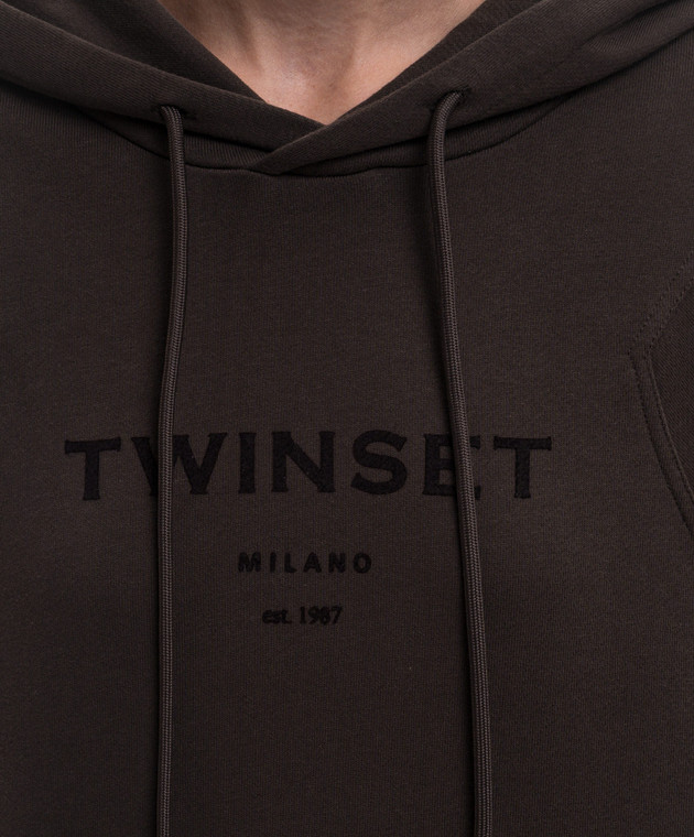 Twinset Коричневый спортивный костюм с фактурным принтом логотипа 262TP272B изображение 5