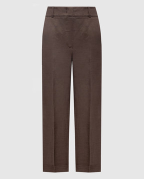 Peserico Коричневі штани з льоном з відворотами A04210D01926