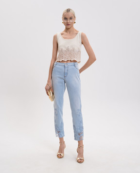 Ermanno Scervino Бежевий топ з мереживом D482L303APXHC