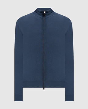 Canali Синий кардиган из шерсти MK01149C0022