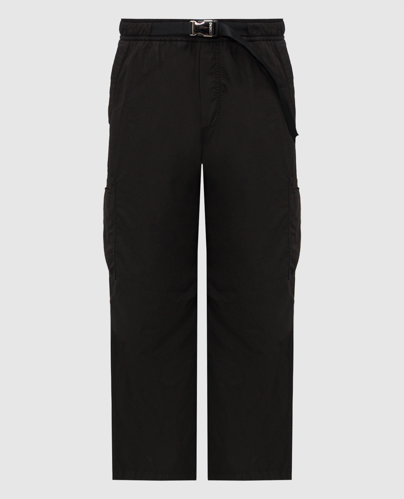 

Черные брюки-карго с поясом, Черный, Широкие брюки