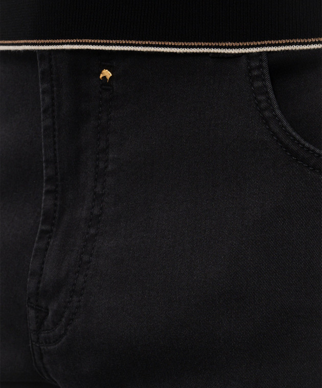 Stefano Ricci Черные джинсы с кожаным патчем логотипа MFT62B1211T109BK изображение 5