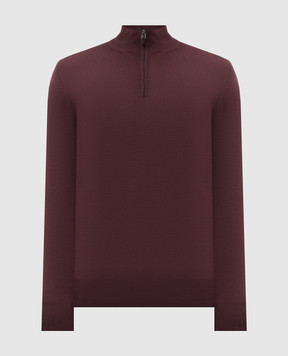 Canali Бордовий джемпер з вовни з блискавкою MK01149C0015