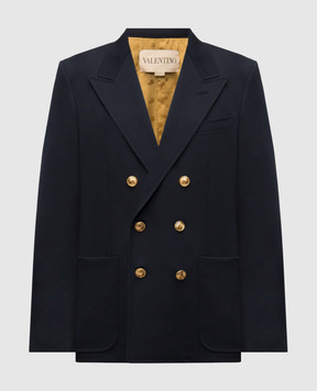 Valentino Синій двобортний піджак з вовни 8V3CEI818JM