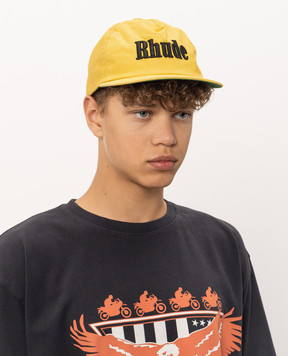 Rhude Жовта шкіряна кепка з вишивкою логотипа RHFW26HA01741