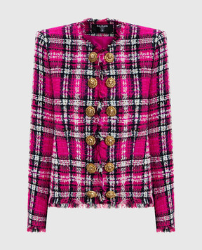 Balmain Рожевий твідовий жакет GF1SM509CG42