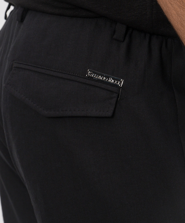 Stefano Ricci Черные шорты из льна и шерсти M1T6100300WL003L изображение 5