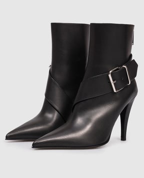 Alexander McQueen Черные кожаные ботильоны Heron Buckle 846022WIAJD