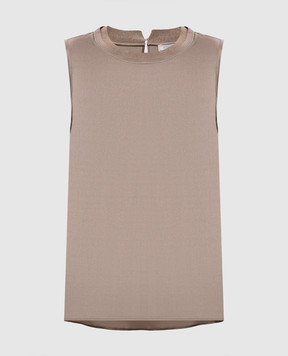 Peserico Коричневий топ із шовку з ланцюжком моніль A086272372E