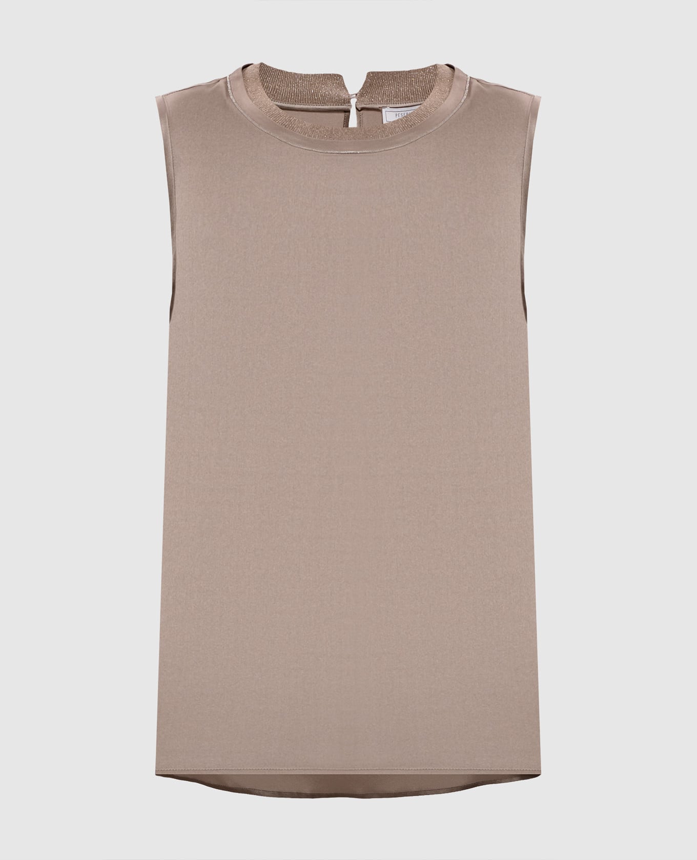 Коричневый топ из шелка с цепочкой мониль