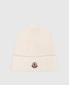Moncler ENFANT Дитяча біла шапка з вовни з логотипом L19543B00008M1131