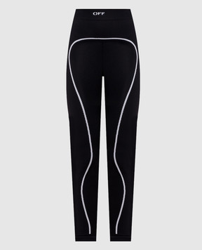 Off-White Черные леггинсы с узором логотипа 2FH00668B