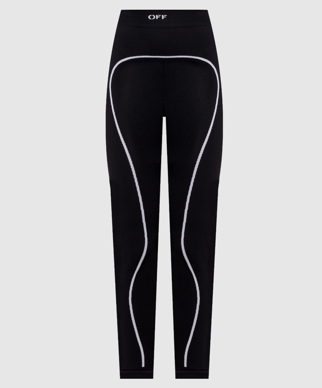 Off-White Черные леггинсы с узором логотипа 2FH00668B