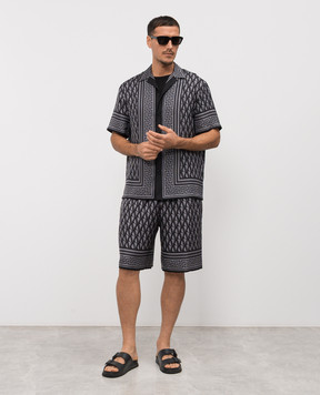 Versace Черные шорты из шелка в принт V Greca 10024761A16785