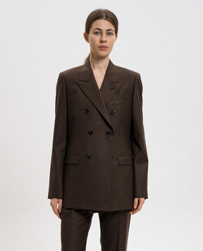 Loro Piana Коричневый двубортный жакет из шерсти FAP7500sh