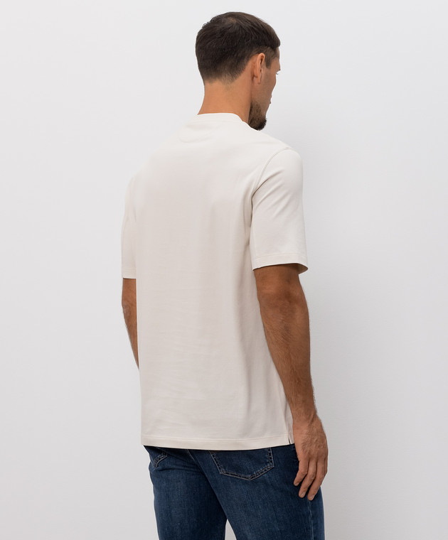 Brunello Cucinelli Бежевая футболка прямого кроя с эмблемой M0B138440 изображение 4