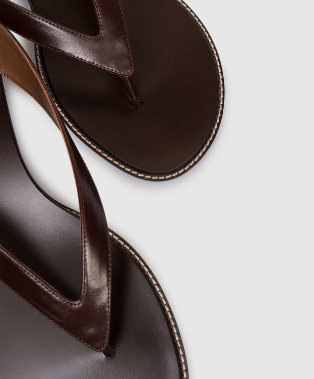 Giuseppe Zanotti Коричневі шкіряні шльопанці Nour E600046 зображення 5