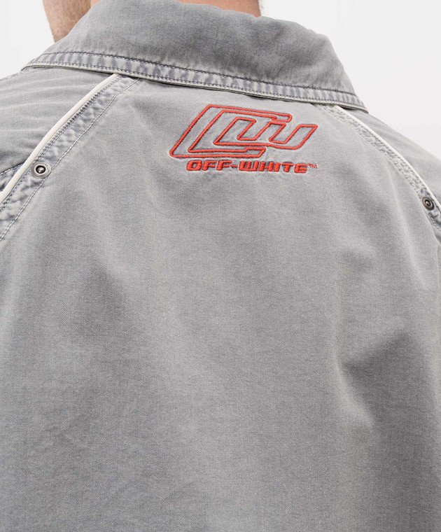Off-White Серая рубашка с вышивкой логотипа 44XGG01IS26F001 изображение 5