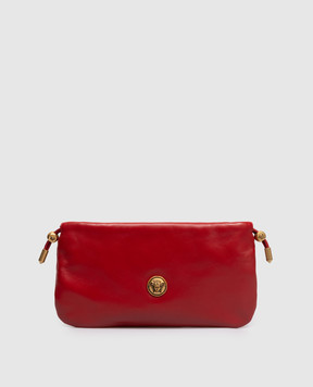 Versace Красная кожаная сука сумка-кисет с фактурной эмблемой 10243201A17449