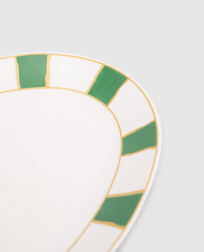 Geminiano Cozzi 1765 Біла овальна порцелянова тарілка Striche Verdi e Oro TTCFL20329036