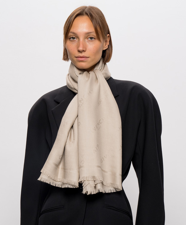 Givenchy Сіра хустка з вовни та шовку 710011875002 зображення 2
