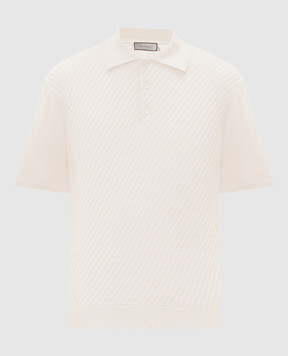 Canali Бежеве поло з бавовни у візерунок MK02466C0127