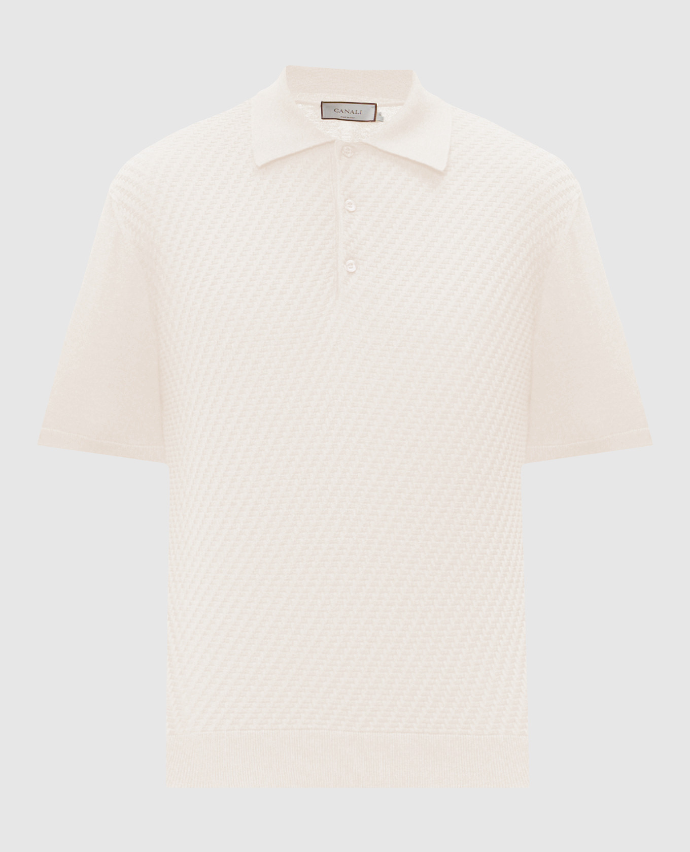 Бежевое поло из хлопка в узор