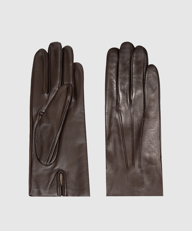 Sermoneta Gloves Коричневі шкіряні рукавички B27TOUCH