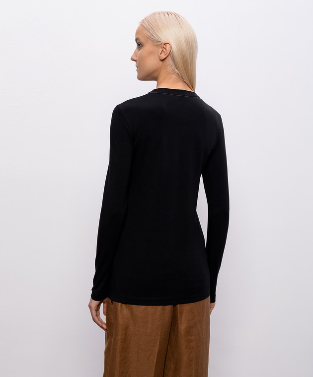 Brunello Cucinelli Черный лонгслив с цепочкой мониль MPT18B0107 изображение 4