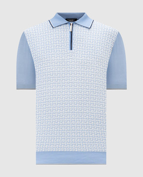 Stefano Ricci Голубое поло с шелком в узоре K414016P31F26167