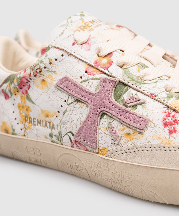 Premiata Білі шкіряні кеди Stevend в принт STEVEND8056 зображення 5